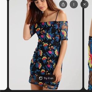 Topshop Floral Off-Shoulder Mini Dress
